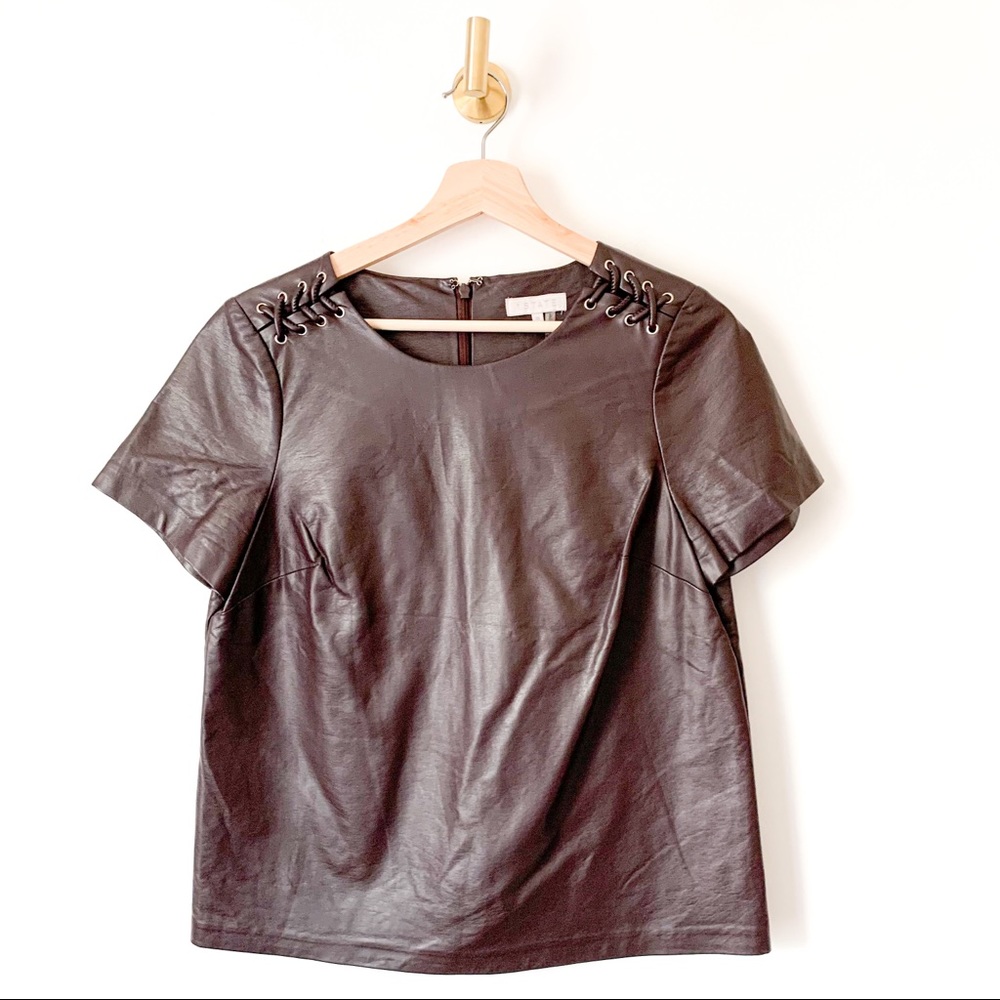 ⭐️ 1. STATE | Brown Faux Leather Top